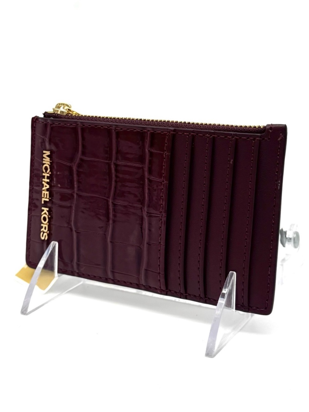 Michael Kors Medium Logo Card Case Wallet Ox Blood Multi - Picture 2 of 7